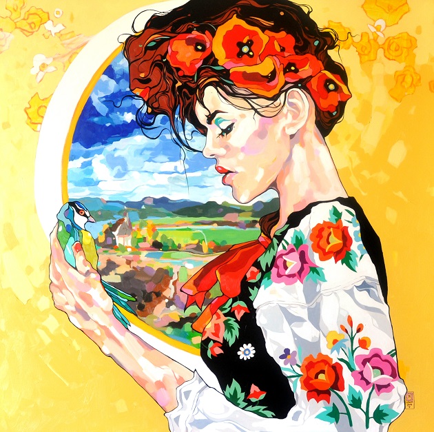 Dominik Jasiński, Time To Fly Away, 100 x 100 cm, 2016